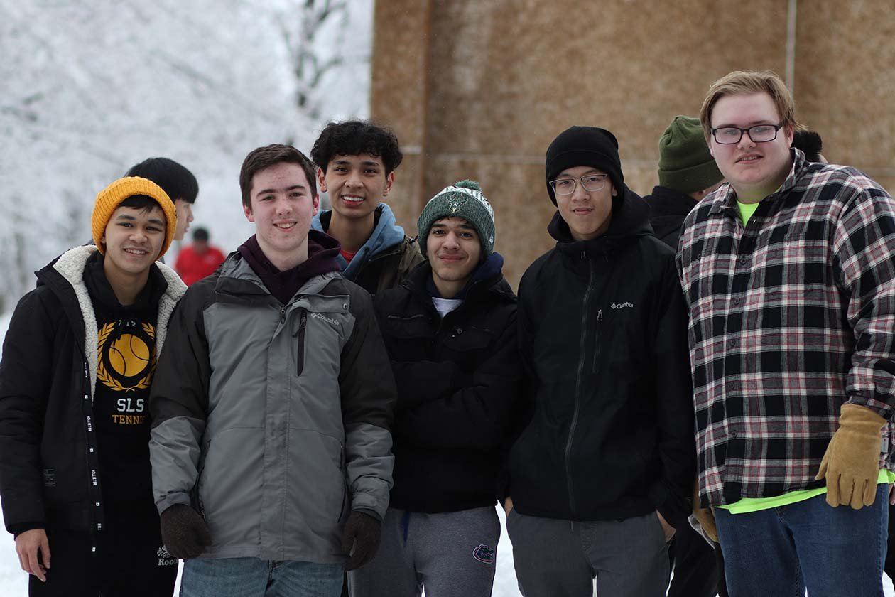 students-outside-winter