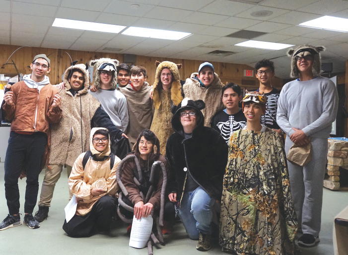 a group of students in animal costumes